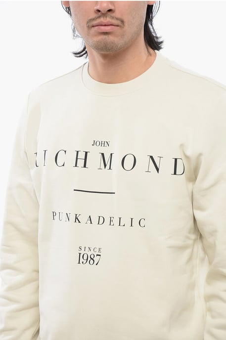 Geborsteld katoenen sweatshirt met ronde hals en logoprint - Image 3