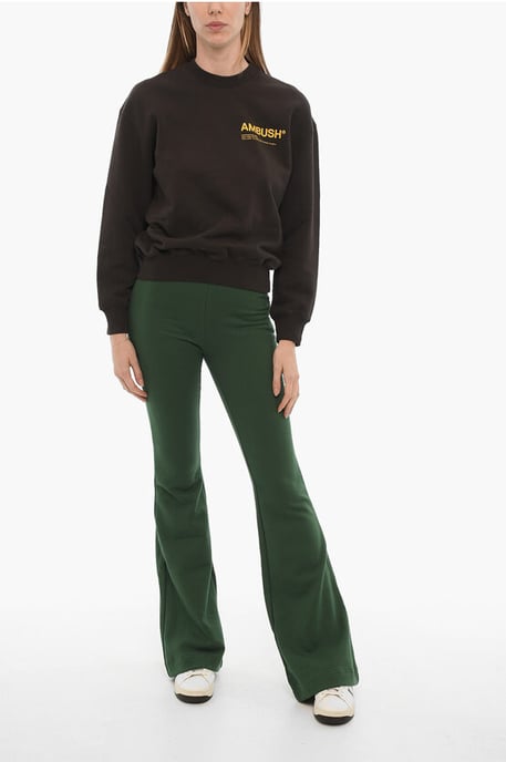 Sweatshirt met ronde hals van geborsteld katoen en bedrukt logo in bruin - Image 4