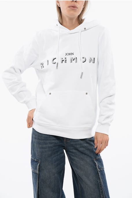 BETTO Hoodie Sweatshirt met geborduurd logo in het wit - Image 1