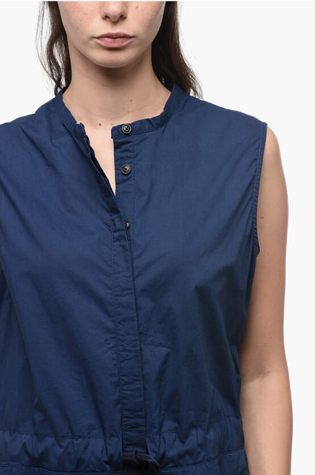 Popelin katoenen jumpsuit met riem in blauw - Image 3