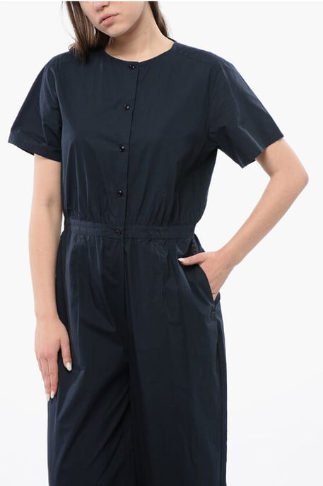 Jumpsuit met korte mouwen en knopen in middernachtblauw - Image 4