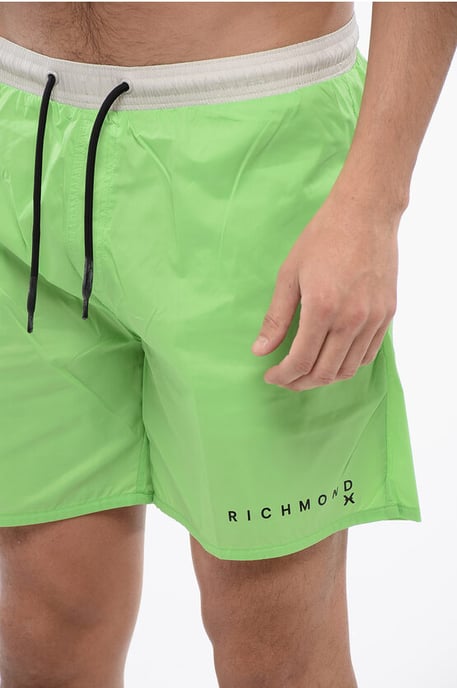 Tweekleurige boxerbadpak in Bianco, Verde - Image 3