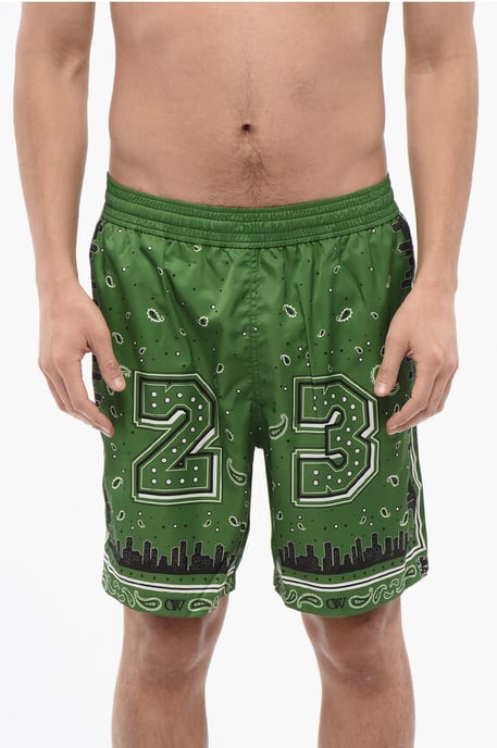 Bandana Print Zwemshort in Groen - Image 1
