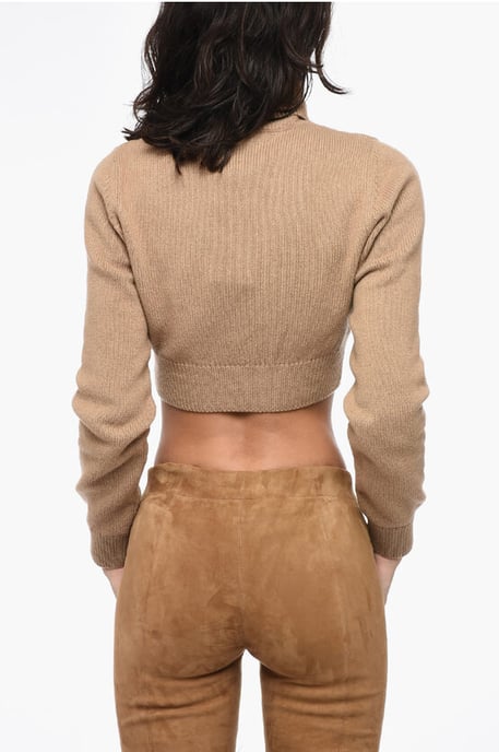 Geborduurde cropped SUNSET coltrui in beige - Image 2