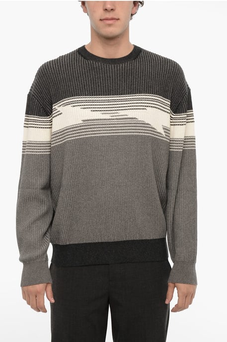 Katoenen en kasjmier blouse-fit ronde hals trui in grijs - Image 1