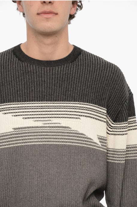 Katoenen en kasjmier blouse-fit ronde hals trui in grijs - Image 3
