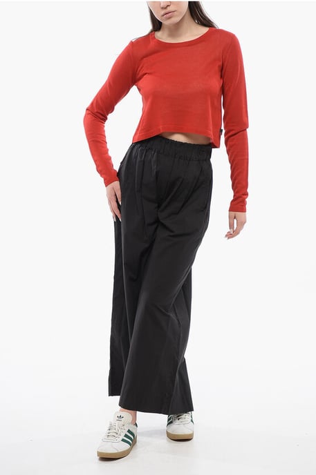 Cropped trui met ronde hals en viscosemix in rood - Image 4