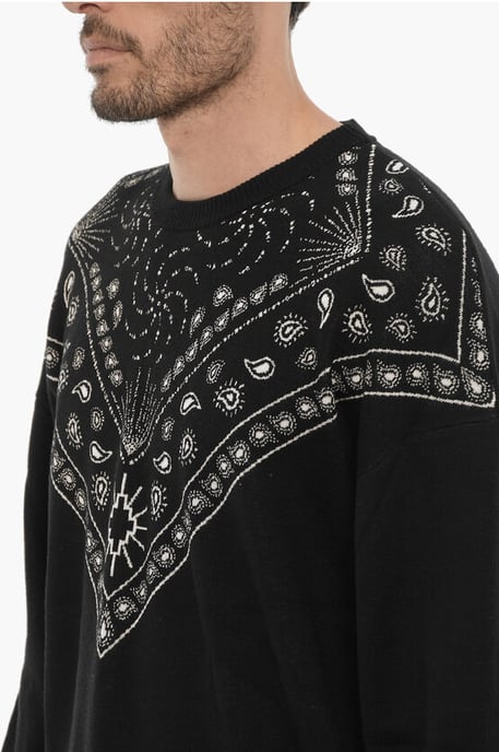 Bandana-motief ronde hals trui in zwart - Image 3