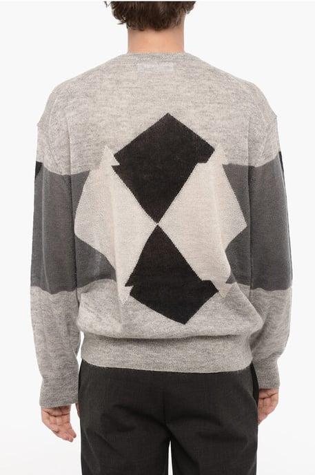 Argyle-motief trui met ronde hals in grijs, wit en zwart - Image 2