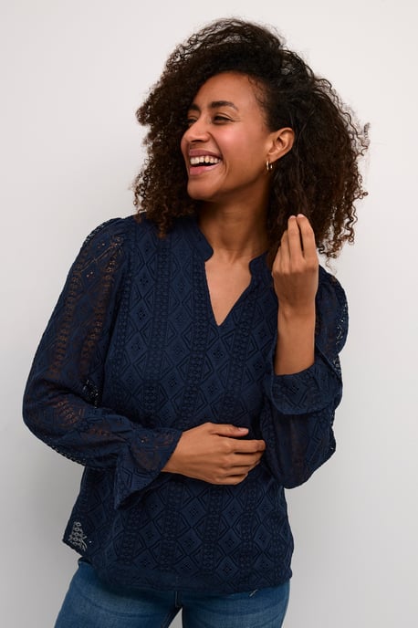 Blouse met lange mouwen Regular fit navy - Image 2