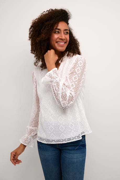 Blouse met lange mouwen Regular fit white - Image 2
