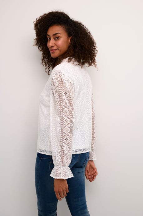 Blouse met lange mouwen Regular fit white - Image 3