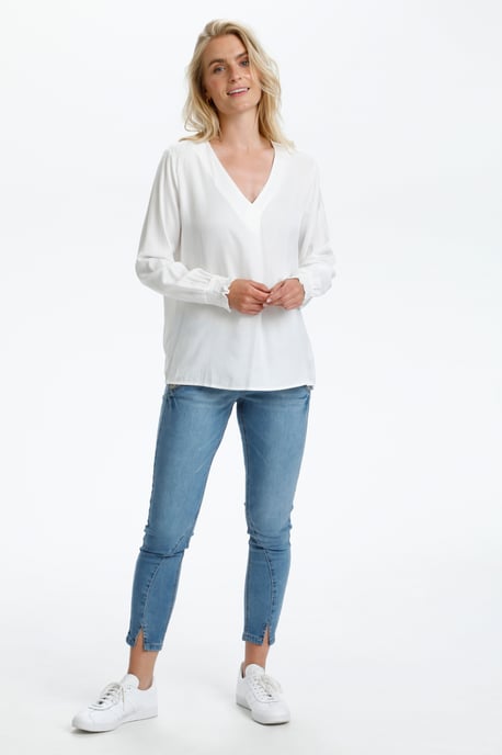 Blouse met lange mouwen Straight fit white - Image 2