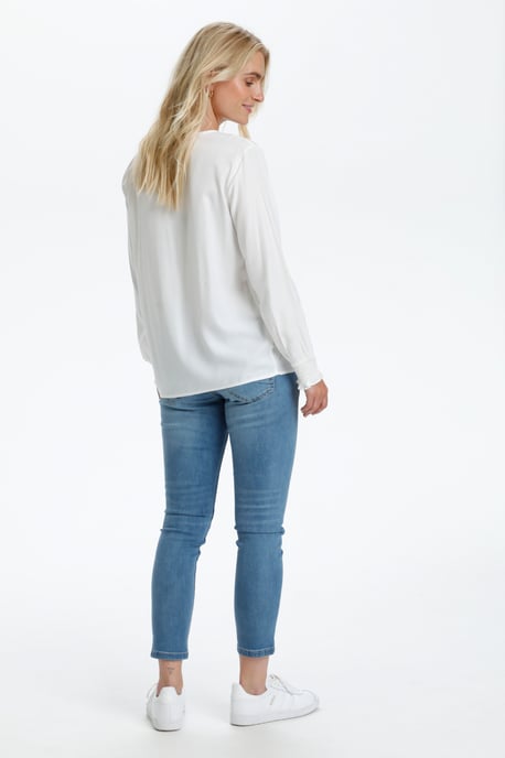 Blouse met lange mouwen Straight fit white - Image 4