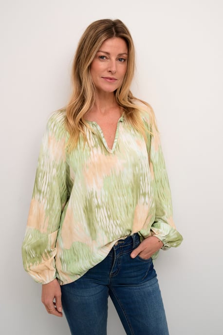 Blouse met lange mouwen Regular fit green - Image 2