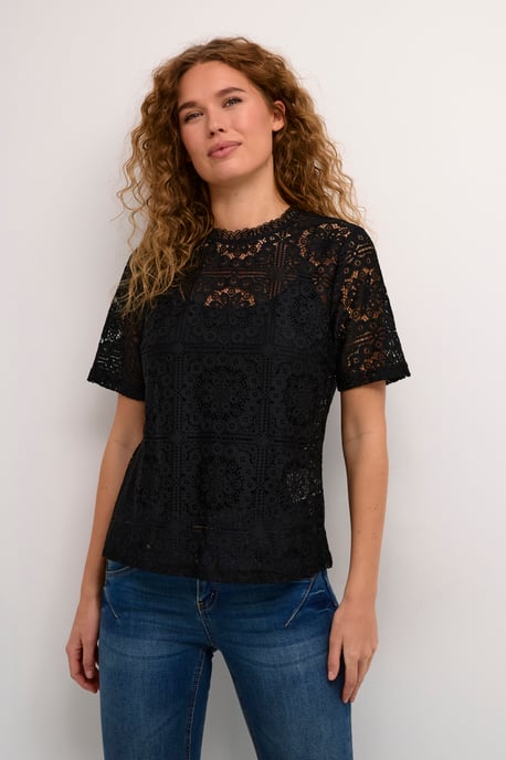 Blouse met korte mouwen Regular fit black - Image 2