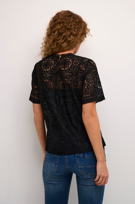 Blouse met korte mouwen Regular fit black - Image 3