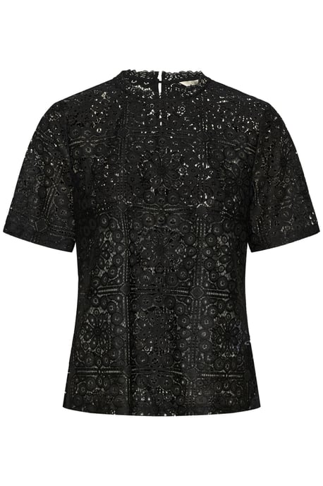 Blouse met korte mouwen Regular fit black - Image 4