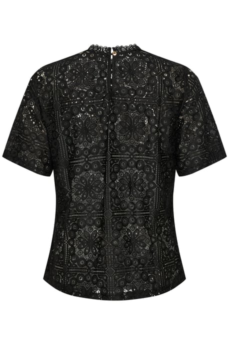 Blouse met korte mouwen Regular fit black - Image 5
