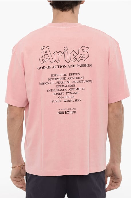 Bedrukt ARIES THE WARRIOR T-shirt met ronde hals in roze - Image 2