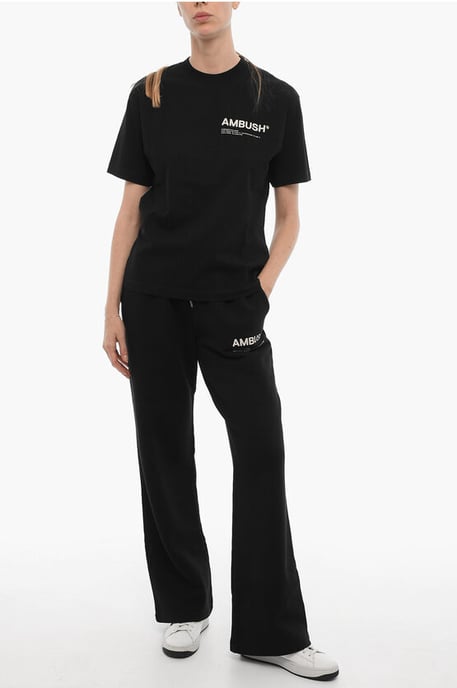 Effen T-shirt met ronde hals en contrasterend logo in zwart - Image 4