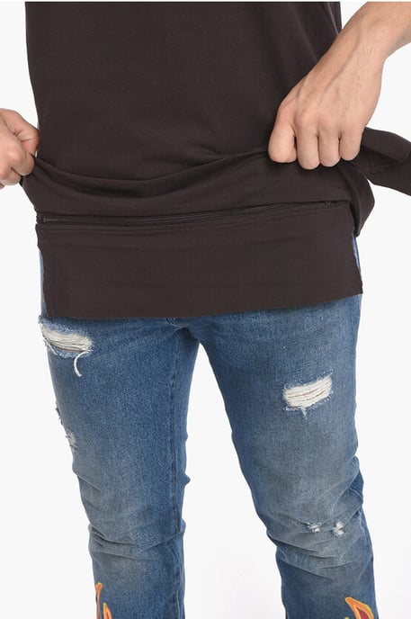 T-shirt met ronde hals en taillezak van katoen - Image 3