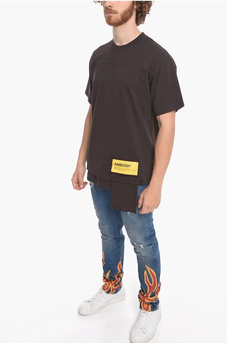 T-shirt met ronde hals en taillezak van katoen - Image 4