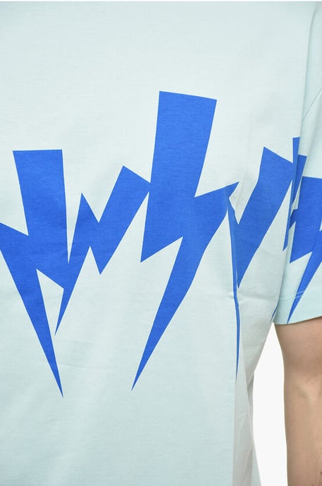 Slim Fit JUMBLED BOLT T-shirt met ronde hals in lichtblauw - Image 3