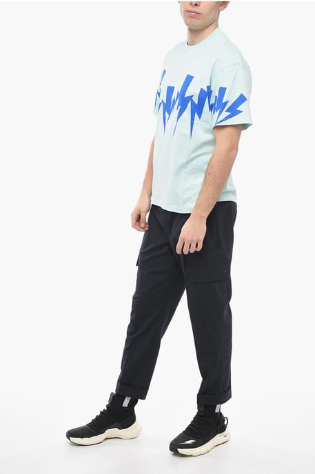 Slim Fit JUMBLED BOLT T-shirt met ronde hals in lichtblauw - Image 4