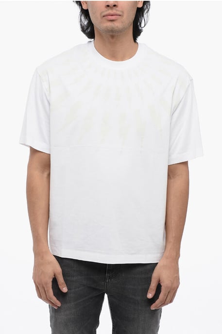 FAIRISLE THUNDERBOLT katoenen T-shirt met verlaagde schouders in het wit - Image 1