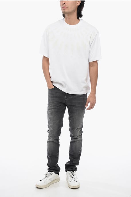 FAIRISLE THUNDERBOLT katoenen T-shirt met verlaagde schouders in het wit - Image 4