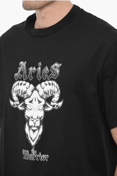 Slim Fit ARIES THE WARRIAR T-shirt met ronde hals in zwart - Image 3