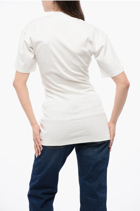 Effen katoenen T-shirt met ronde hals in wit - Image 2