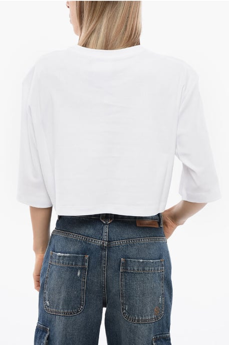 Cropped GENYA T-shirt met oversized pasvorm in wit - Image 2
