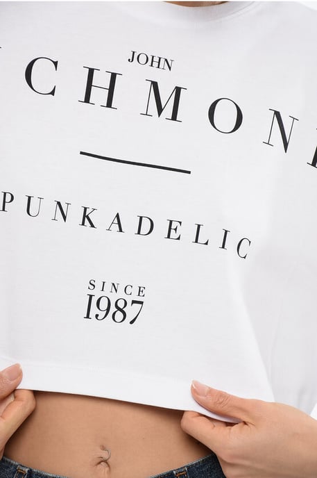 Cropped GENYA T-shirt met oversized pasvorm in wit - Image 3