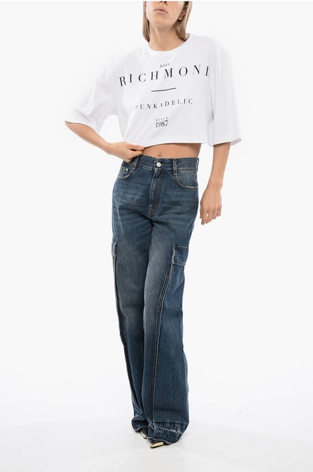 Cropped GENYA T-shirt met oversized pasvorm in wit - Image 4
