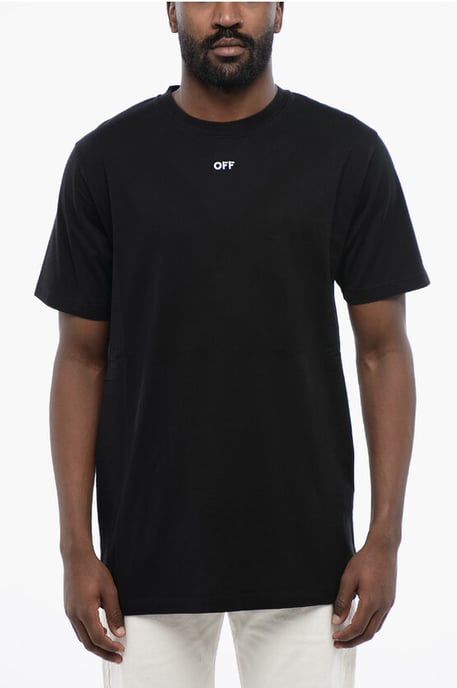 Katoenen ARROW T-shirt met ronde hals in zwart - Image 1