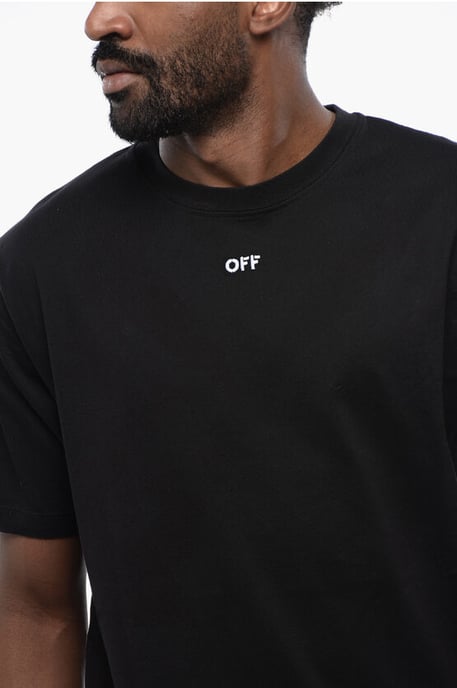 Katoenen ARROW T-shirt met ronde hals in zwart - Image 3