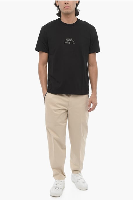Katoenen T-shirt met ronde hals en print in zwart - Image 4