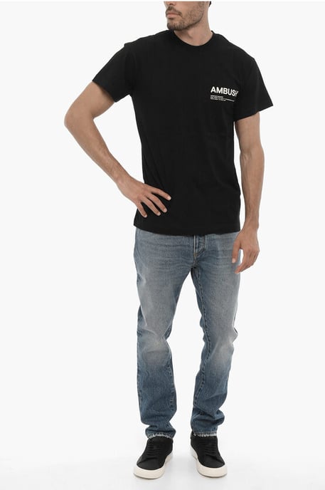 T-shirt met ronde hals van katoenen jersey met contrastprint in zwart - Image 4