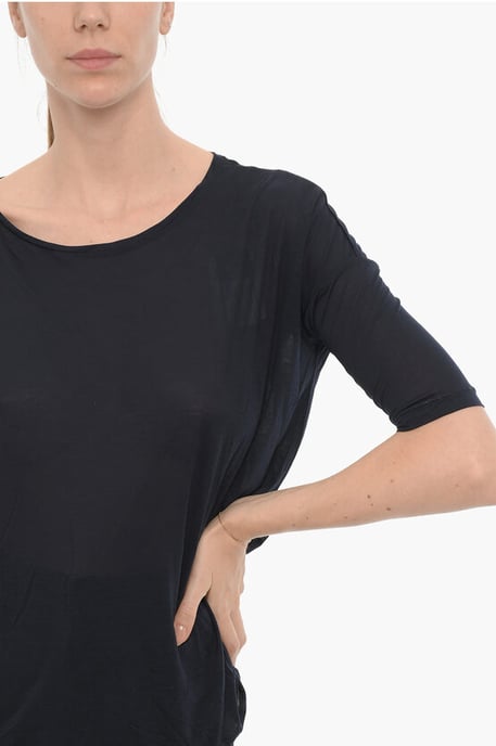 Effen oversized T-shirt met ronde hals in blauw - Image 3
