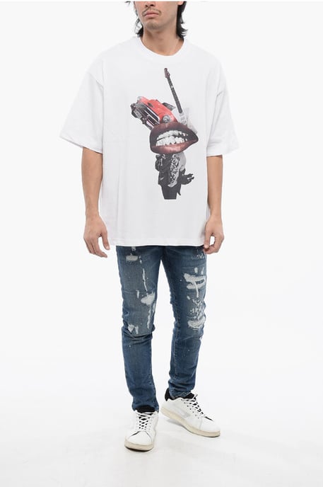 Oversized T-shirt met strass-print in wit - Image 4