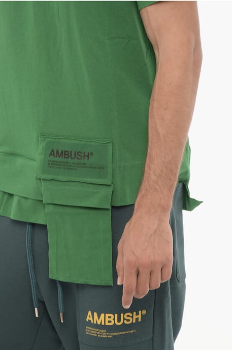 Effen AMAZON SEA FOAM T-shirt met ronde hals en tailleband in groen - Image 3