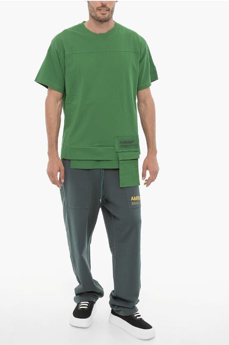 Effen AMAZON SEA FOAM T-shirt met ronde hals en tailleband in groen - Image 4