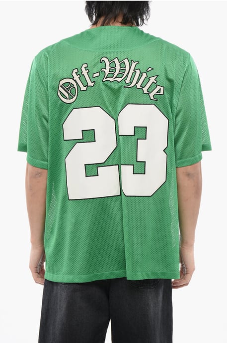 Geborduurd honkbal mesh T-shirt in groen - Image 2