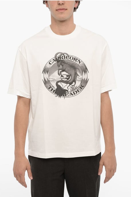 Bedrukt T-shirt met ronde hals van CAPRICORN THE LEADER in het wit - Image 1