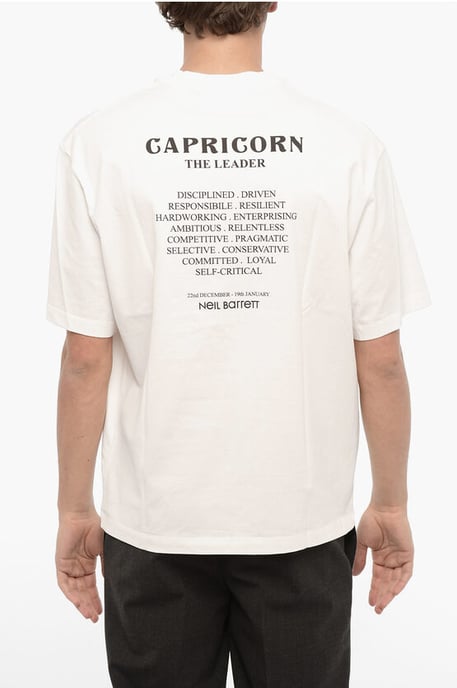 Bedrukt T-shirt met ronde hals van CAPRICORN THE LEADER in het wit - Image 2