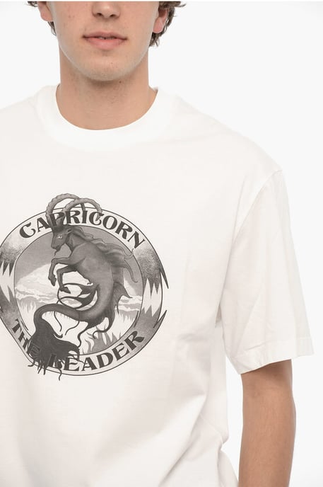 Bedrukt T-shirt met ronde hals van CAPRICORN THE LEADER in het wit - Image 3