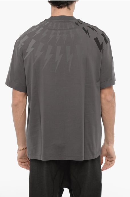 Easy Fit T-shirt met ronde hals en ton-on-ton print in grijs - Image 2