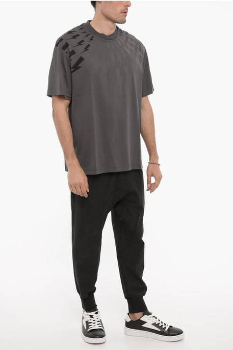 Easy Fit T-shirt met ronde hals en ton-on-ton print in grijs - Image 4